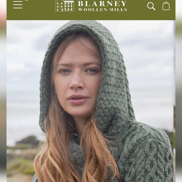 Blarney Woolen Mills Aran hooded Merino Wool Sweater, Green Women's Size L - Picture 14 of 16